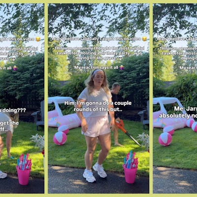 Mom Catches Dad *Drying* The Grass Before A Party, & The Internet Can't Deal
