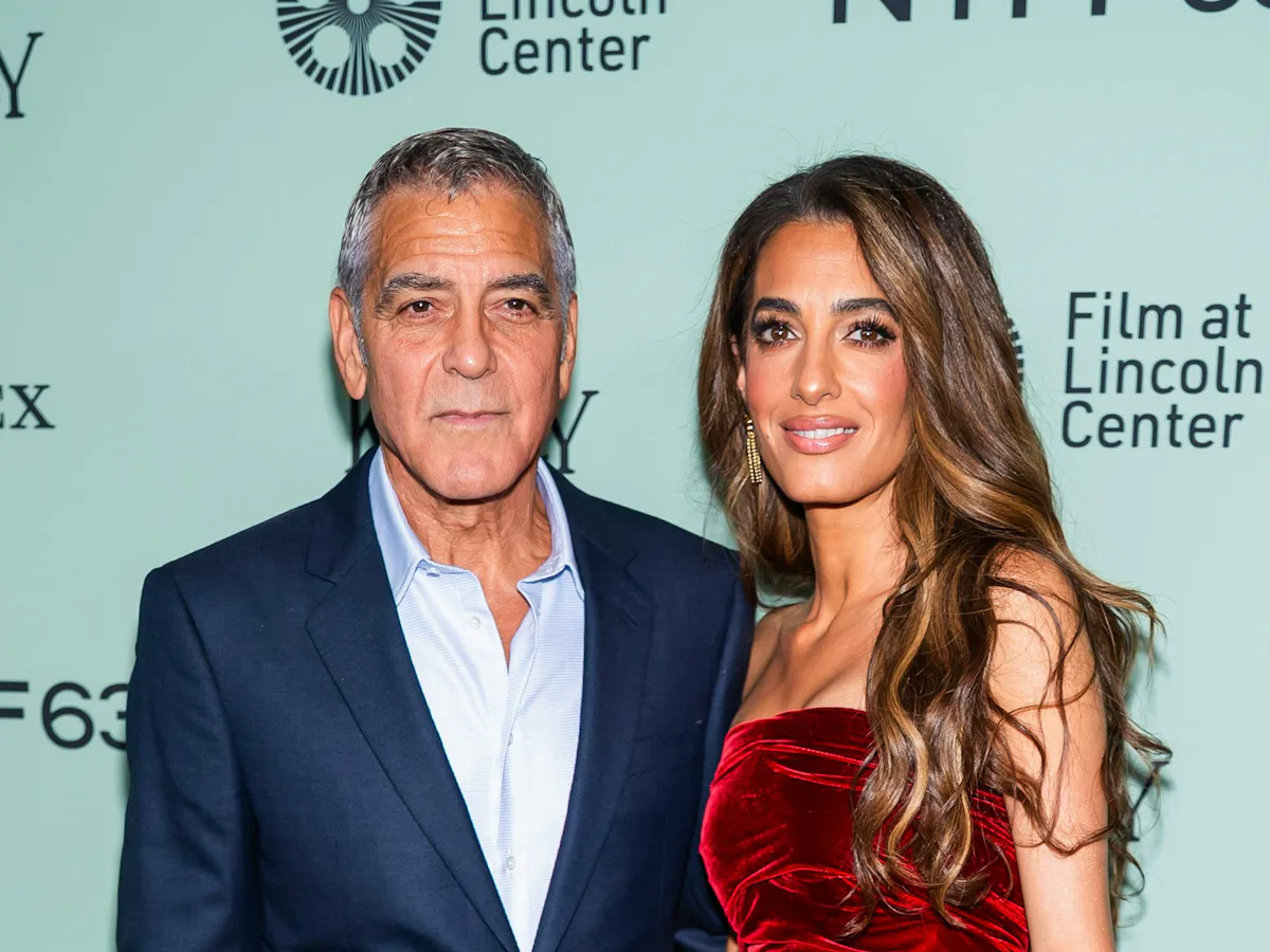 Amal Clooney Wears 3D Mini Dress for Red Carpet Date With Husband George Amal Clooney Wears 3D Mini Dress for Red Carpet Date With Husband George