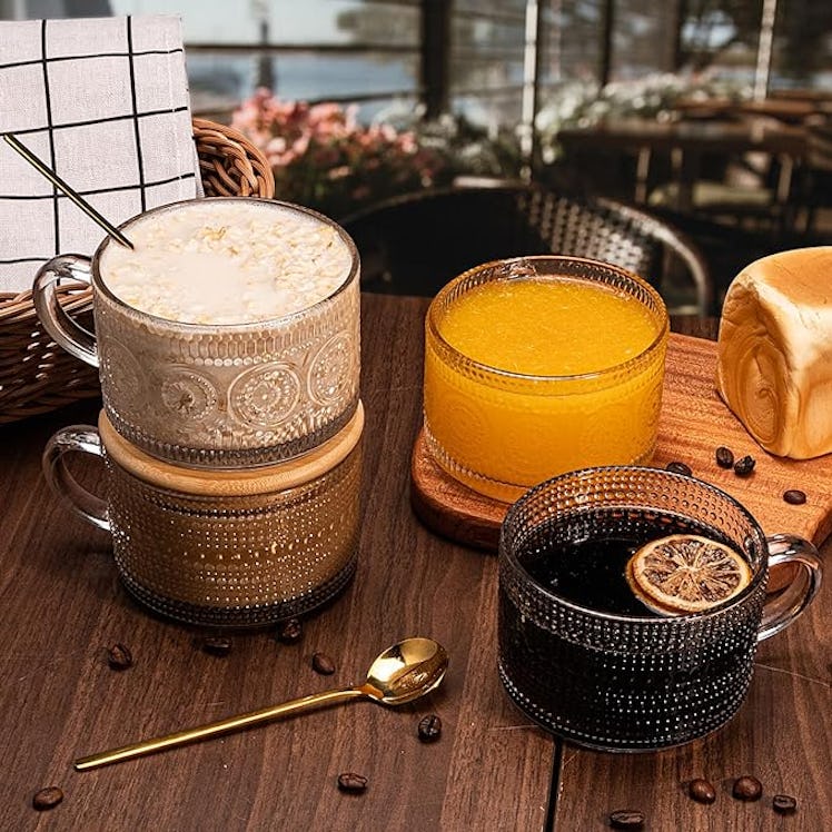 Xigugo Vintage Glass Coffee Mugs (4-Pack)