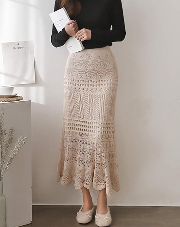 chouyatou Crochet Maxi Skirt