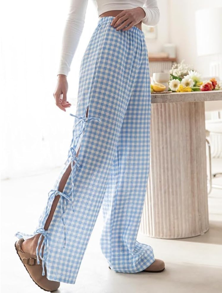 codcm Gingham Wide-Leg Pants