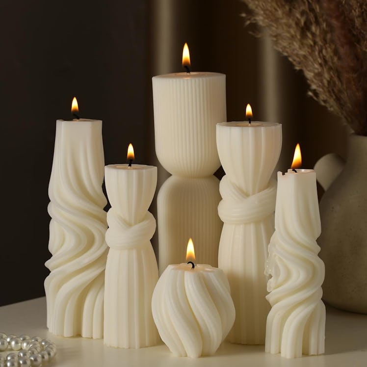 Threlaco Ribbed Candle Set (6 Pieces)