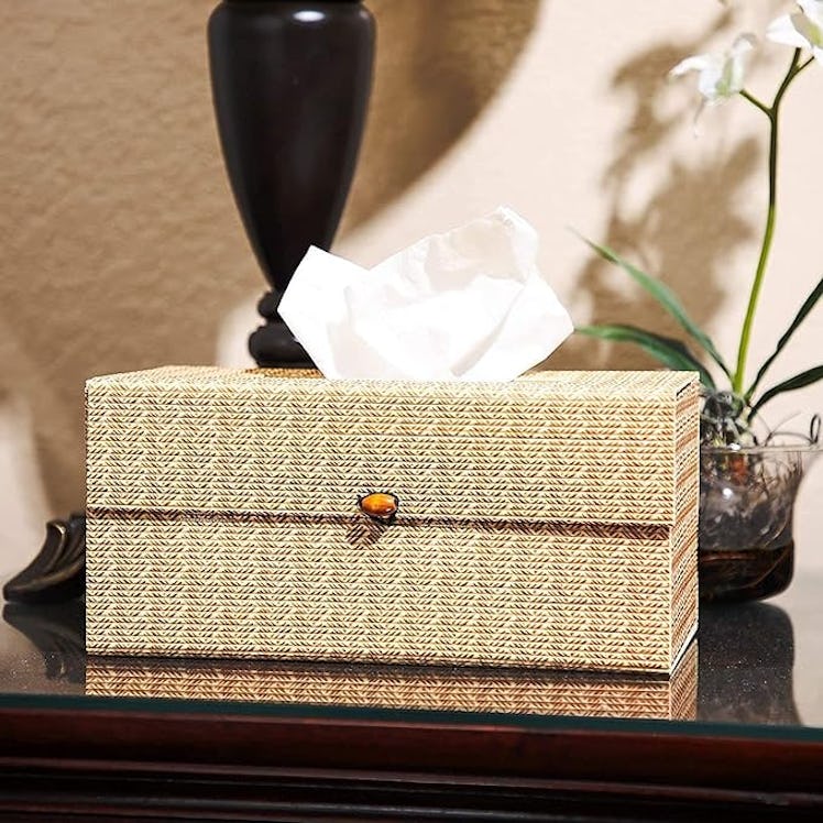 Juvale Bamboo Tissue Box Cover