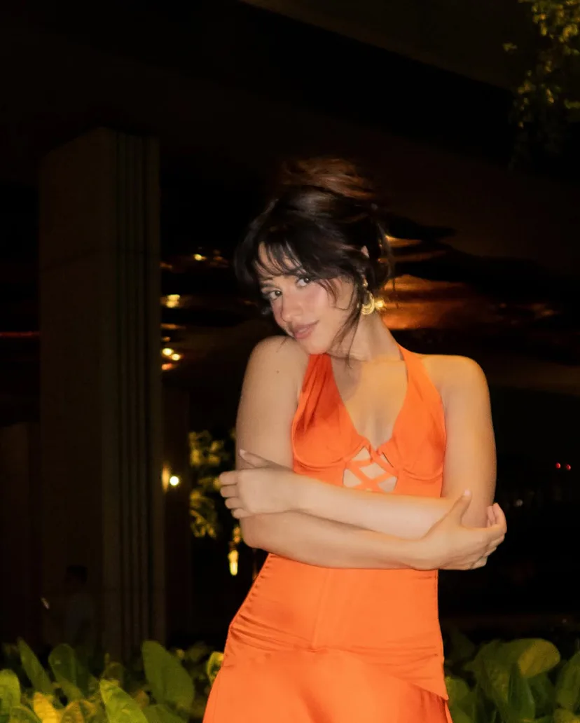 camila cabello cut out dress Camila Cabello Wears Plunging Roberto Cavalli Gown at BAFTA Event