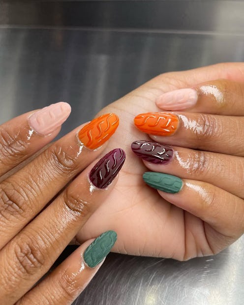 Fall 2025's biggest nail art trend, from sweater-inspired textures to sepia nails.