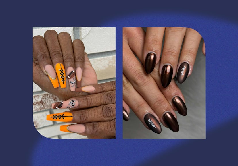 Football-inspired nail designs that are total touchdowns.