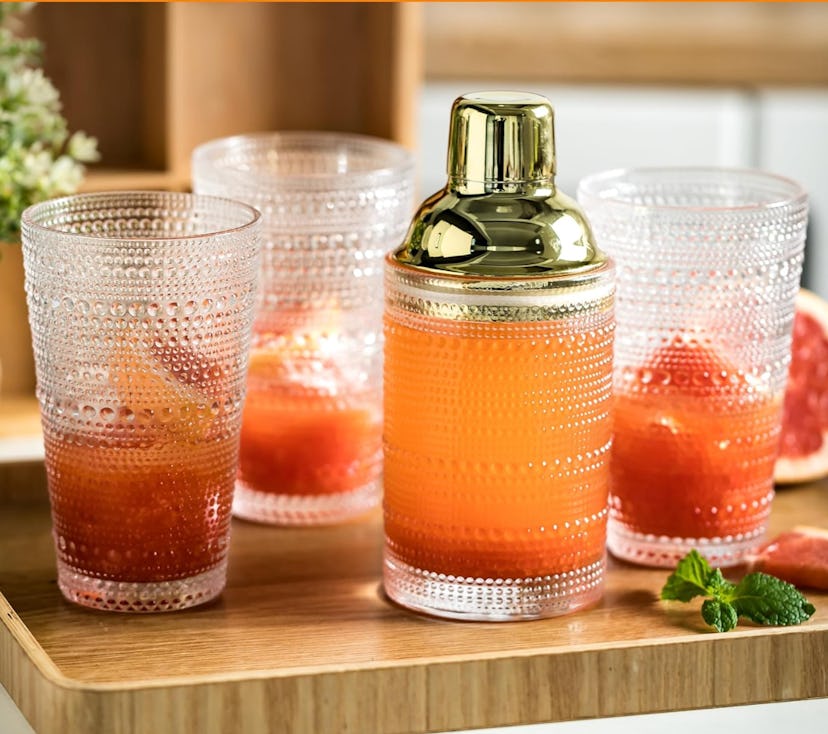 KEMORELA Glass Cocktail Shaker Set (4 Pieces)