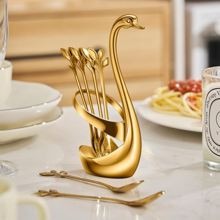 AnSaw Gold Small Coffee Spoon Holder Set (11 Pieces)