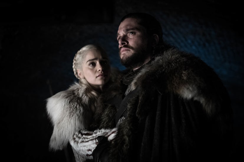 Emilia Clarke and Kit Harington on Game of Thrones. Photo via HBO