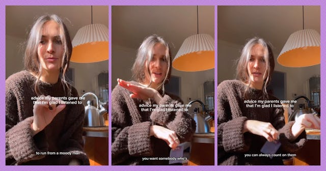 A woman talks about the advice that her parents gave her.