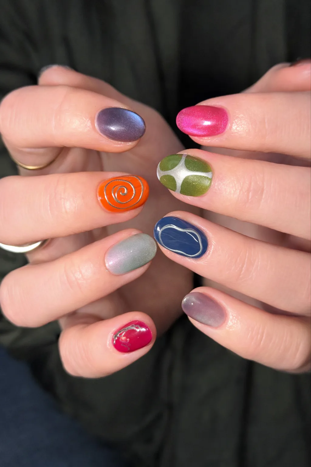 mismatched manicures