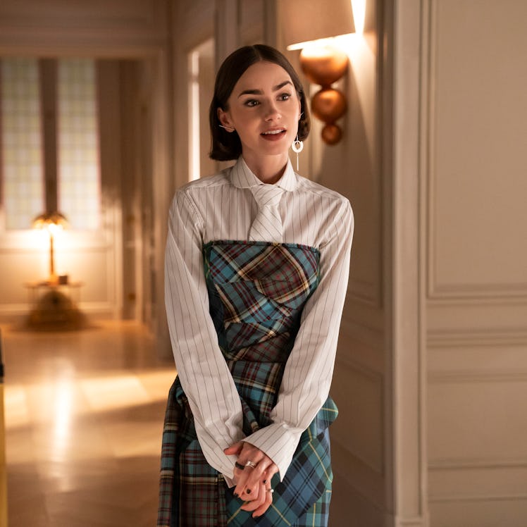 Lily Collins on Emily in Paris Season 5. Photo via Netflix