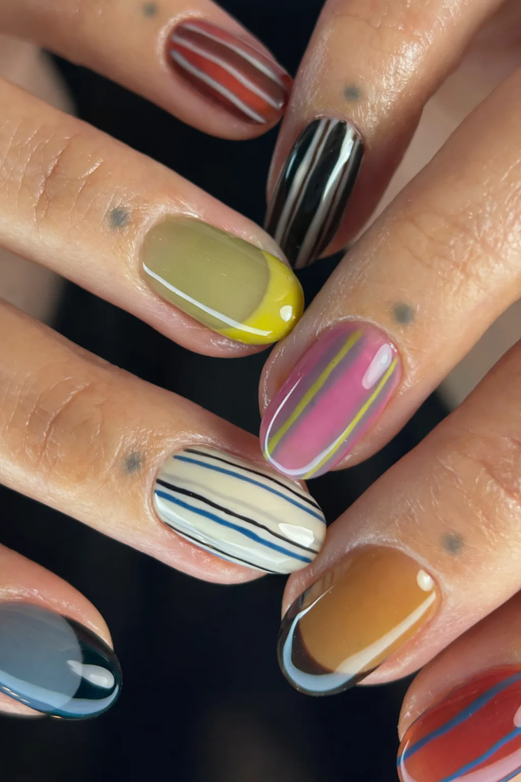 mismatched manicures