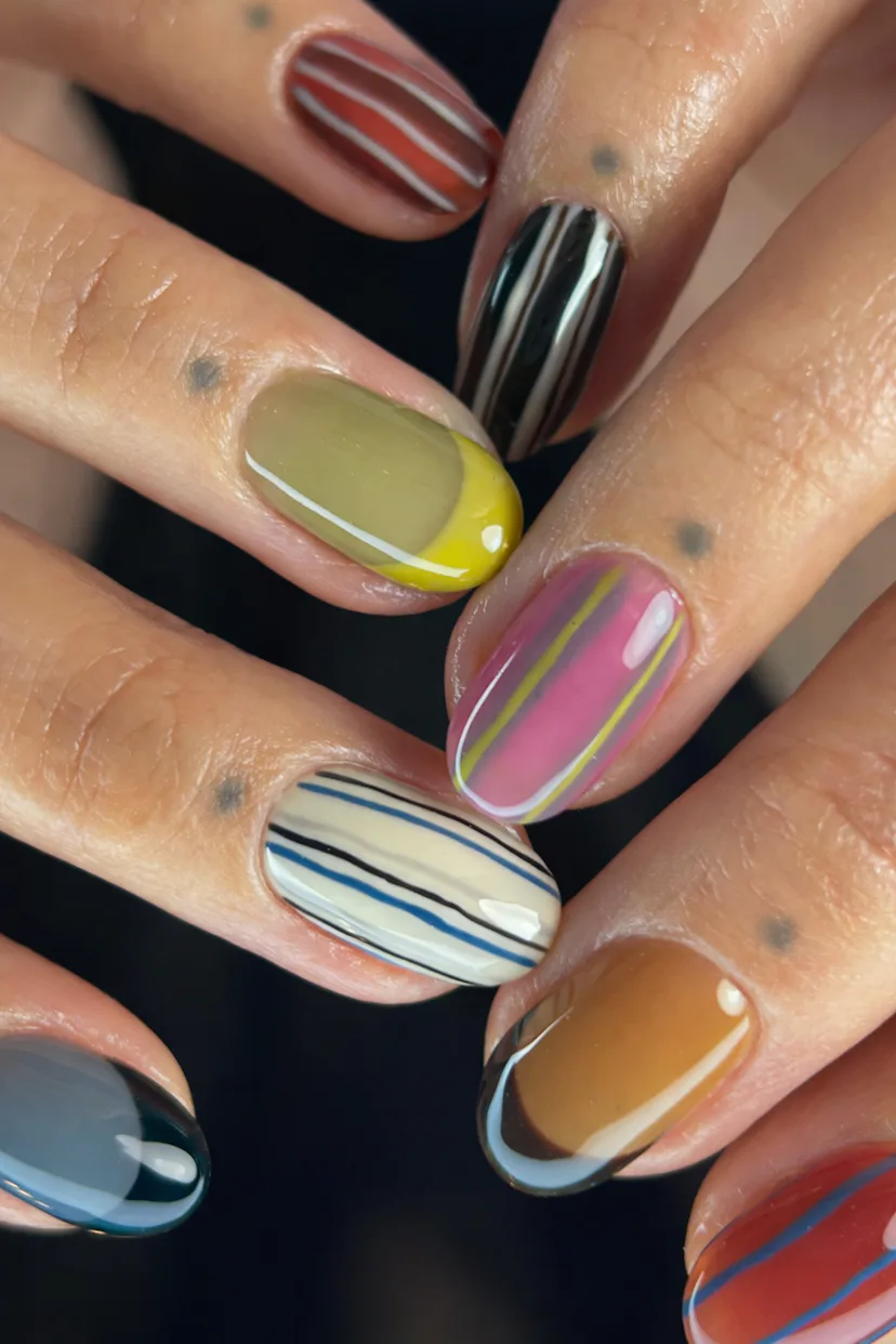 mismatched manicures