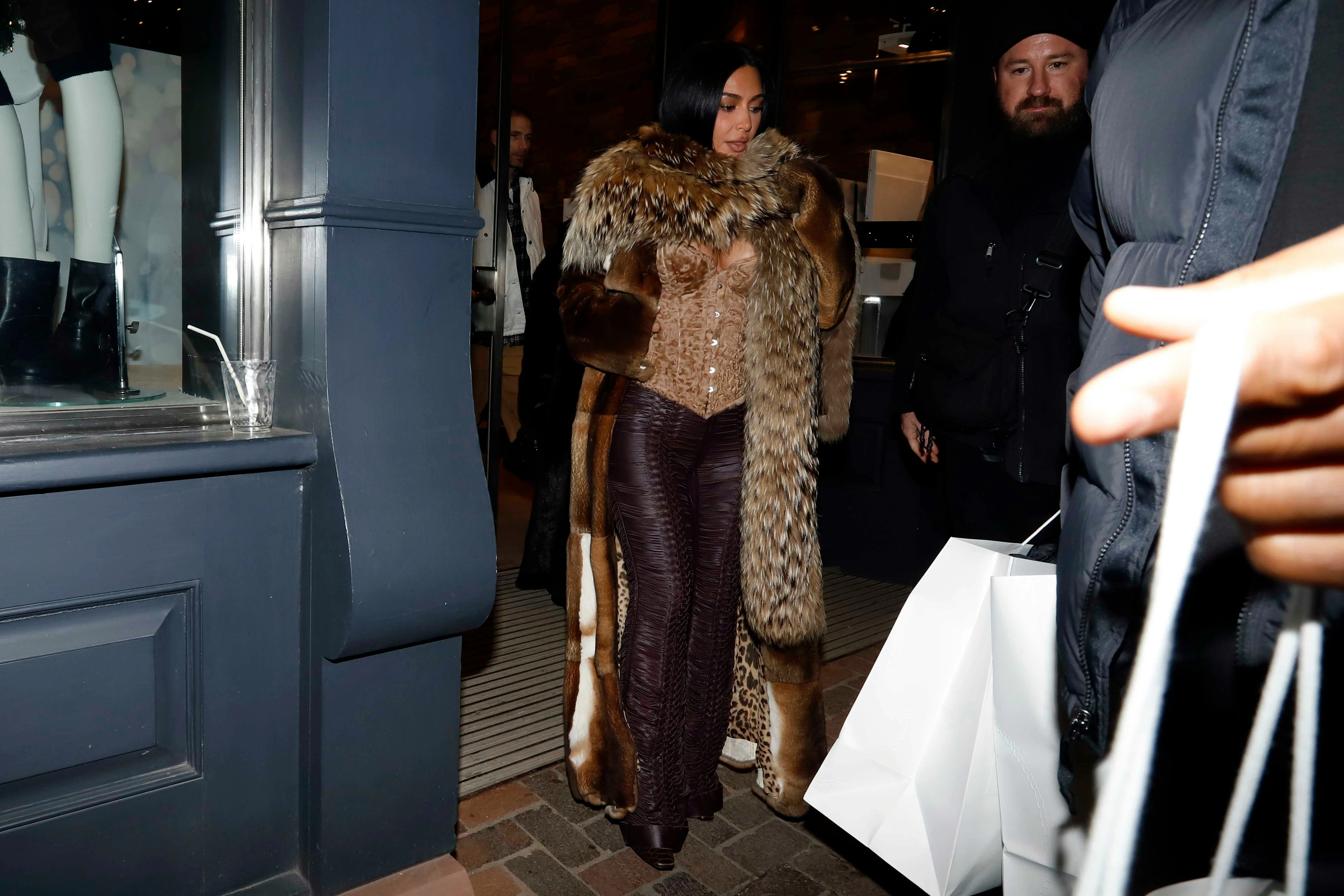 Kim Kardashian is seen leaving Prada on January 1, 2026 in Aspen, Colorado. 