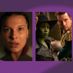 Eleven in 'Stranger Things' and Elphaba and Fiyero in 'Wicked: For Good.' Photos via Netflix and Uni...