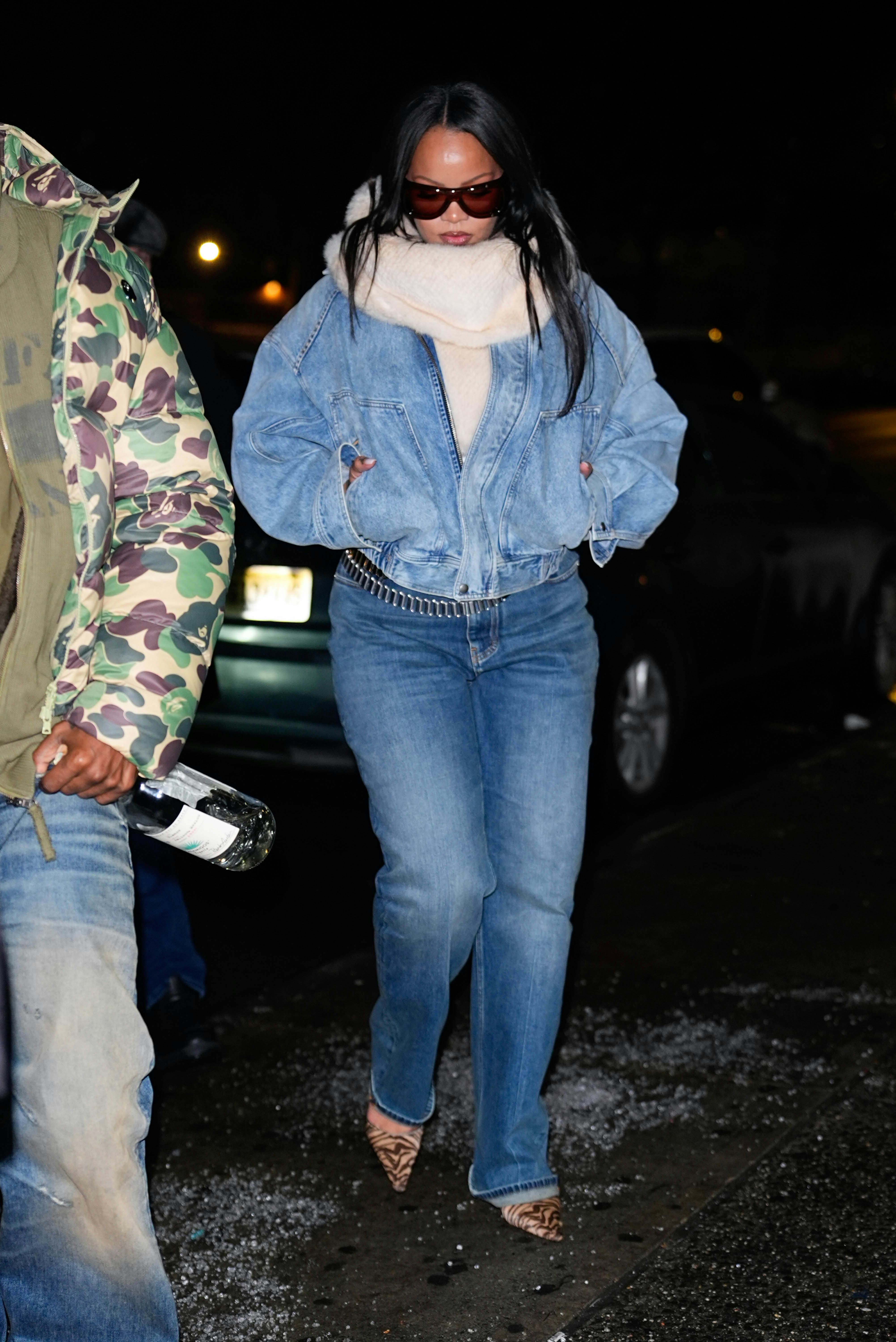 Rihanna & A$AP Rocky Do His-and-Hers Double Denim in New York