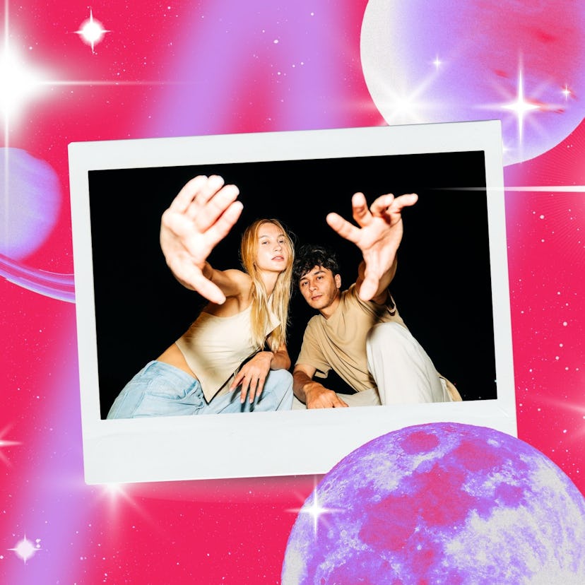 A young couple putting their hands up in front of the camera, ahead of reading their February 2026 h...