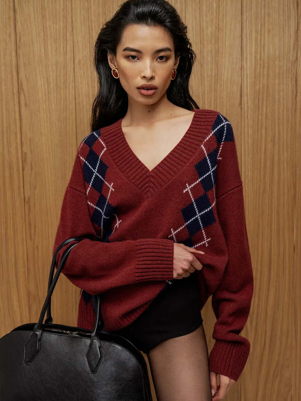 Jadey Cashmere Oversized V-neck Sweater