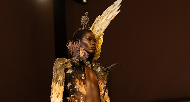 a look from schiaparelli couture spring 2026 runway show in paris