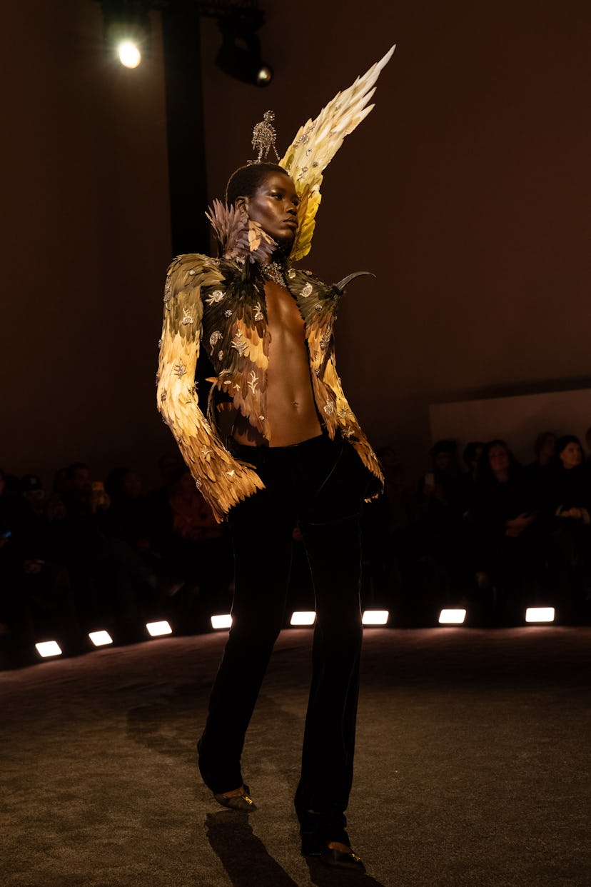a look from schiaparelli couture spring 2026 runway show in paris
