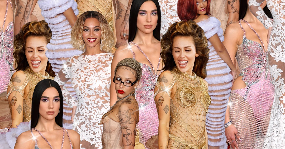 Doja Cat's Sheer Gown, Dua Lipa's Mesh Dress, & More "Naked" Grammys Looks