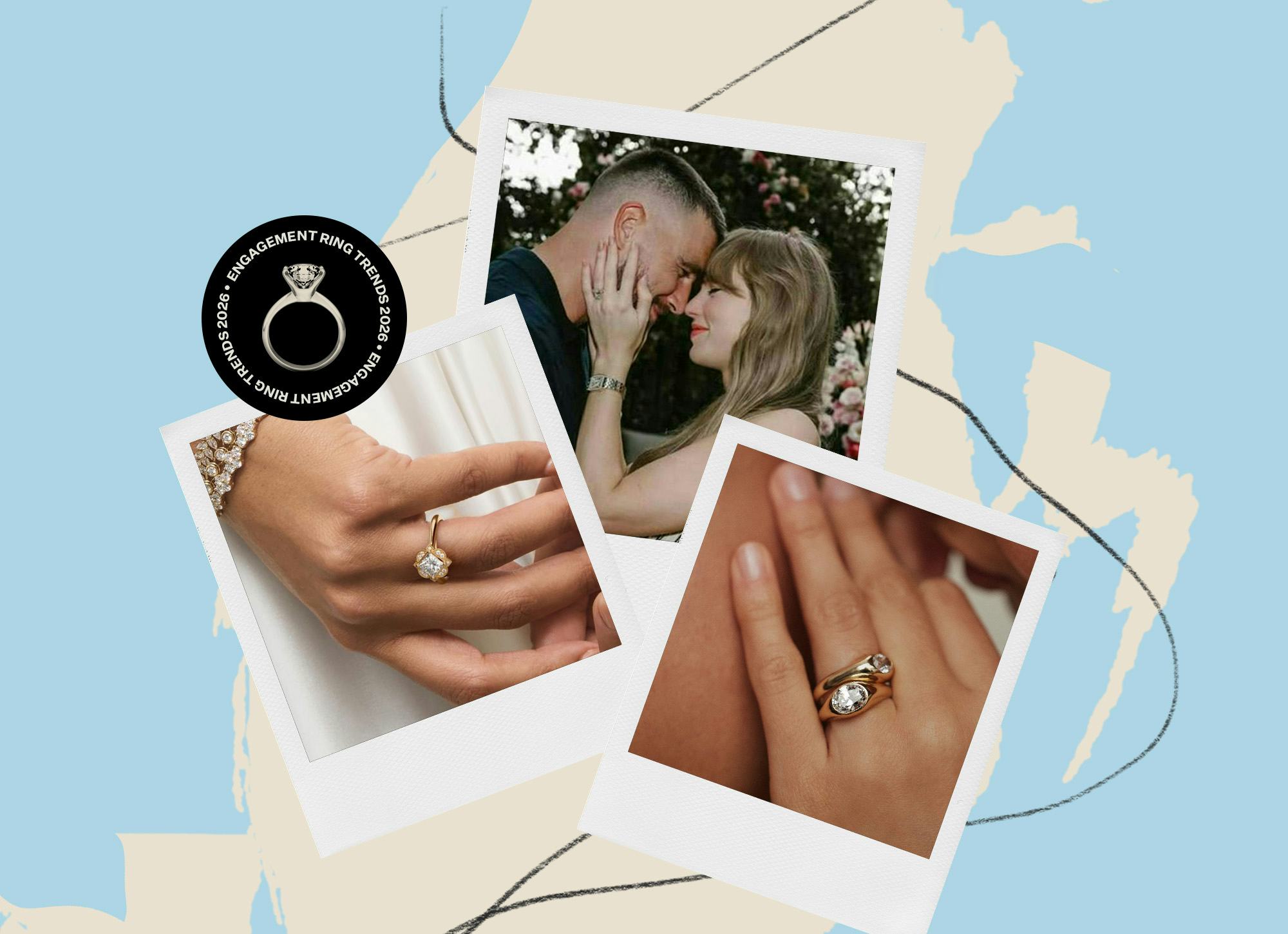 2026 engagement ring trends, including Taylor Swift's vintage style.
