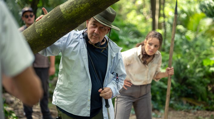 Sam Raimi and Rachel McAdams behind the scenes of Send Help