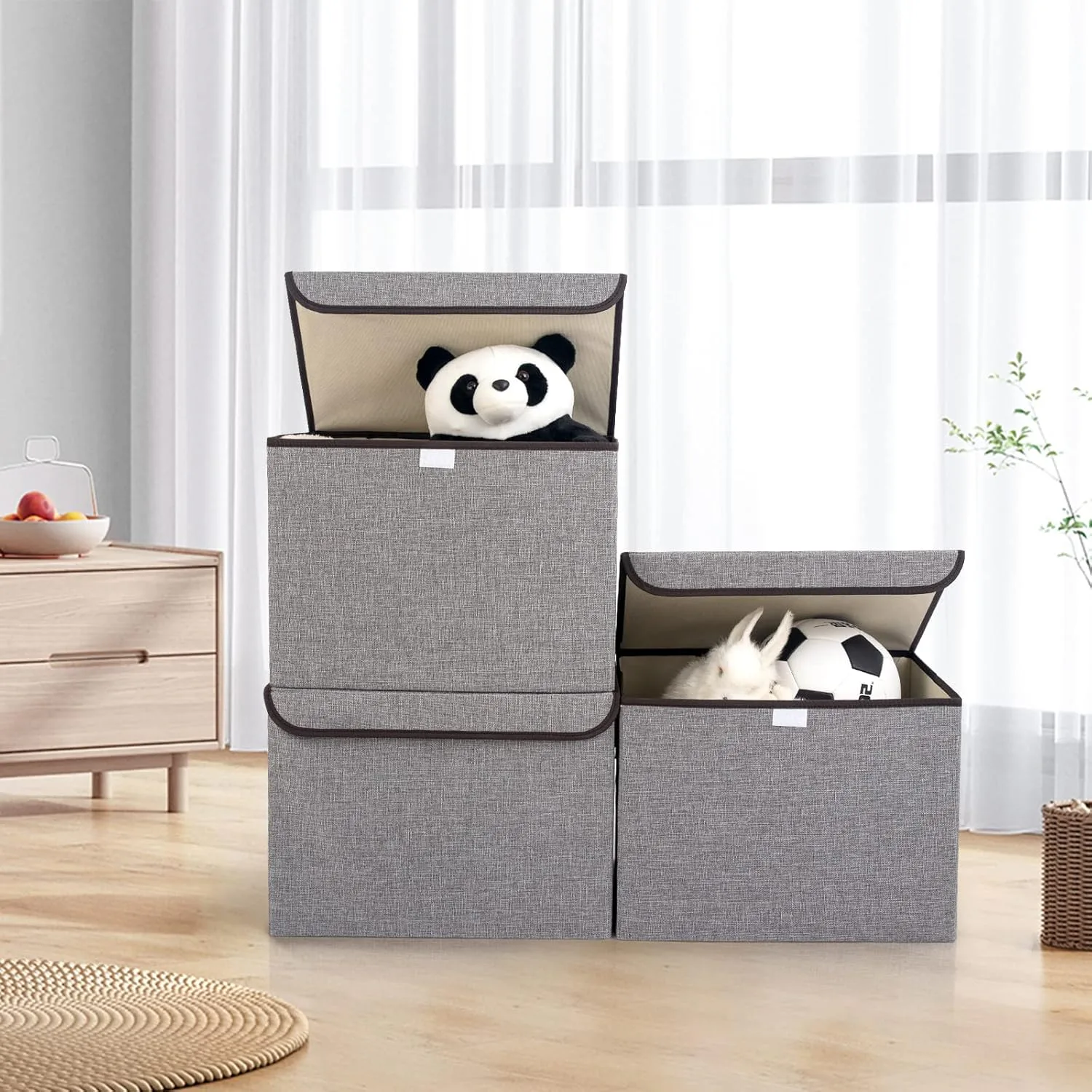 Bagnizer Foldable Storage Bins with Flip-Top Lid & Handles