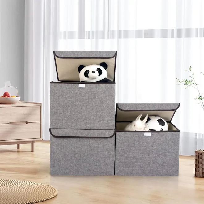 Bagnizer Foldable Storage Bins with Flip-Top Lid & Handles