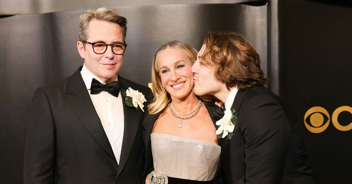 Sarah Jessica Parker Matches With Husband Matthew Broderick & Son James in Suiting