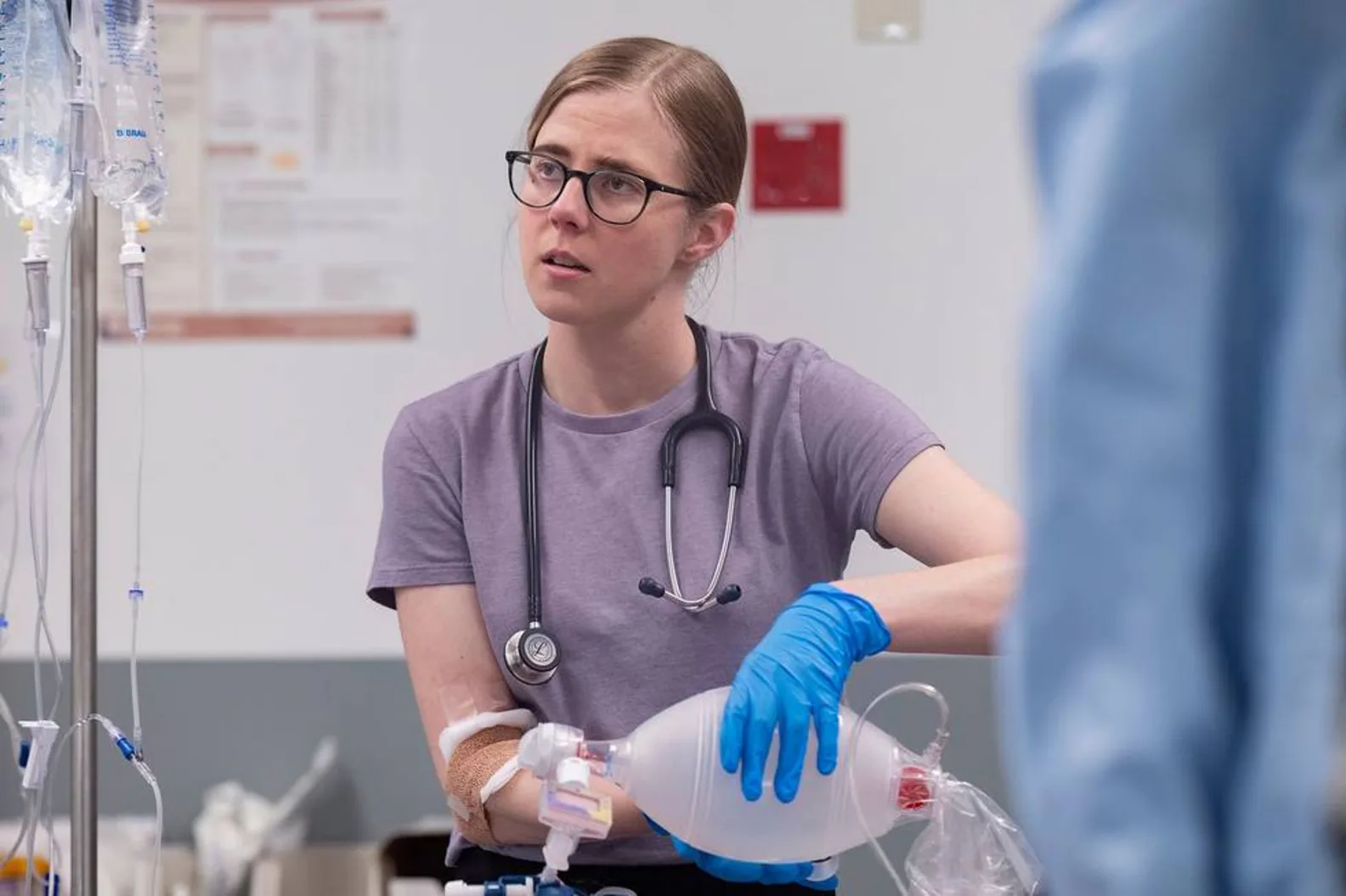 Taylor Dearden on The Pitt. Photo via HBO Max