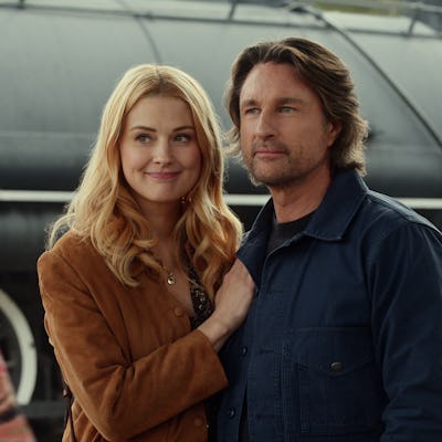 Virgin River S7. (L to R) Alexandra Breckenridge as Melinda Monroe and Martin Henderson as Jack Sheridan in Episode #703 of Virgin River S7.