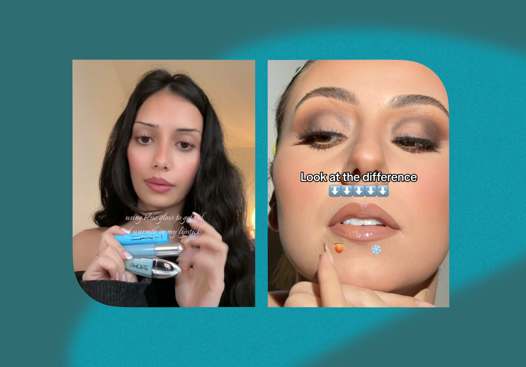 The secret to a cool, '90s makeup look? Blue lip gloss.