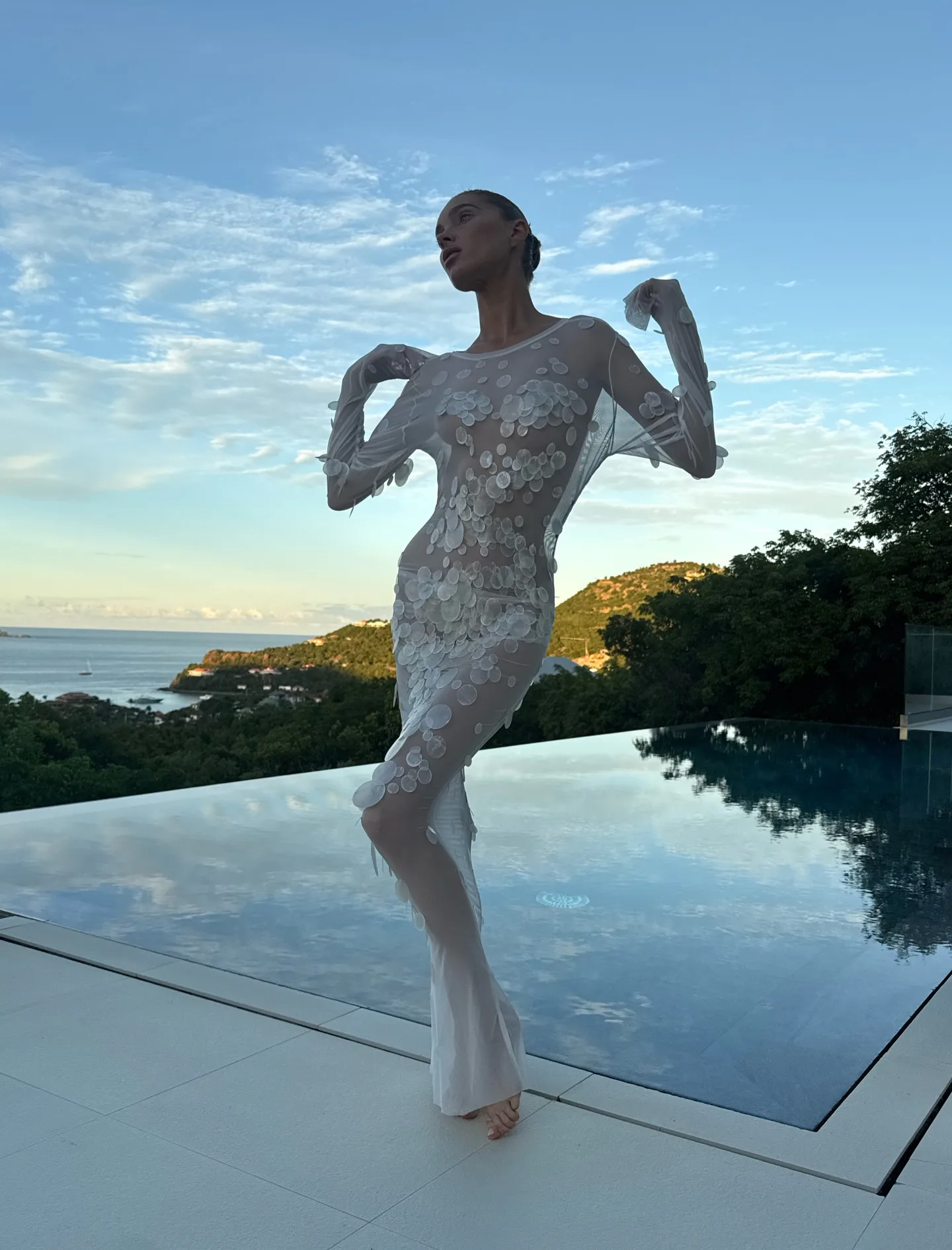 Elsa Hosk Freed The Nip In A Sheer "Mermaidcore" Dress