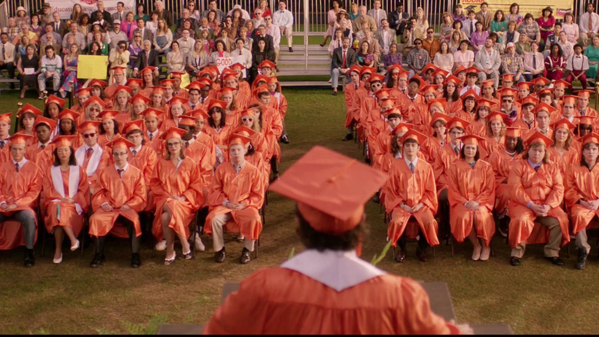 The Stranger Things series finale graduation scene. Photo via Netflix