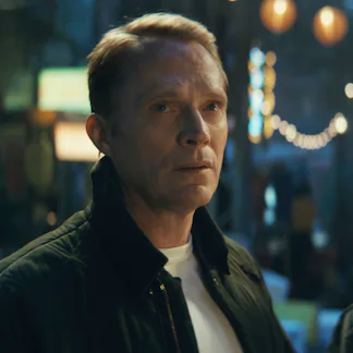 Paul Bettany as Vision and Ruaridh Mollica as Tommy Maximoff in VisionQuest