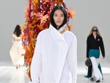 Model on the runway at the Balenciaga fashion show as part of RTW Spring/Summer 2027 held at Tennis ...