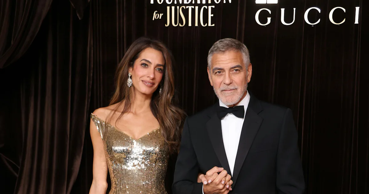 Amal Clooney Is a Vision in Gold Fringe at the Albie Awards