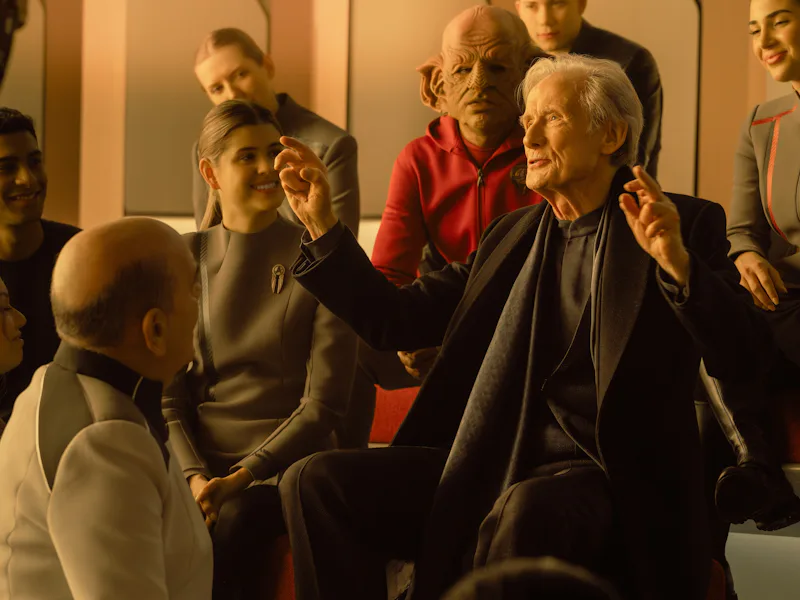 L-R: Robert Picardo as The Doctor and Bill Nighy as Nyk in season 2 of Star Trek: Starfleet Academy ...
