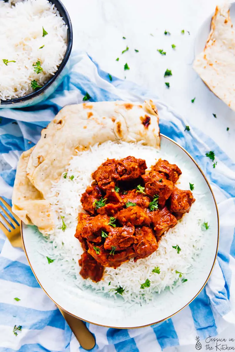 Slow Cooker Tofu Butter Chicken, an easy dump and go crockpot meal