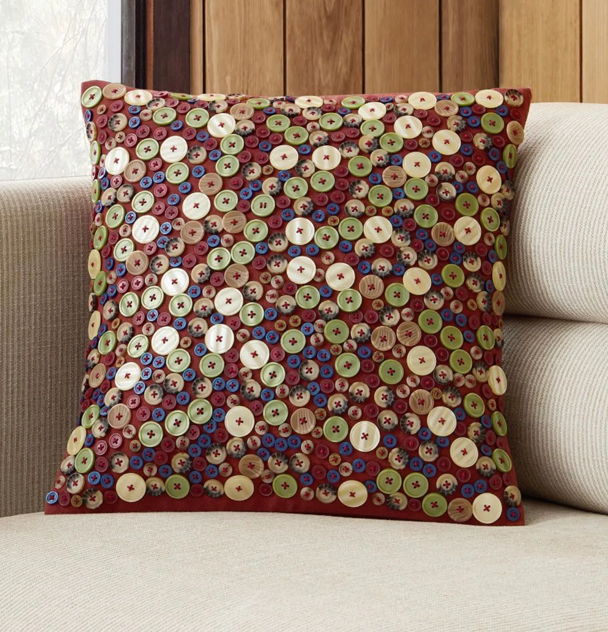 Emma Chamberlain Embellished Button Pillow Cover