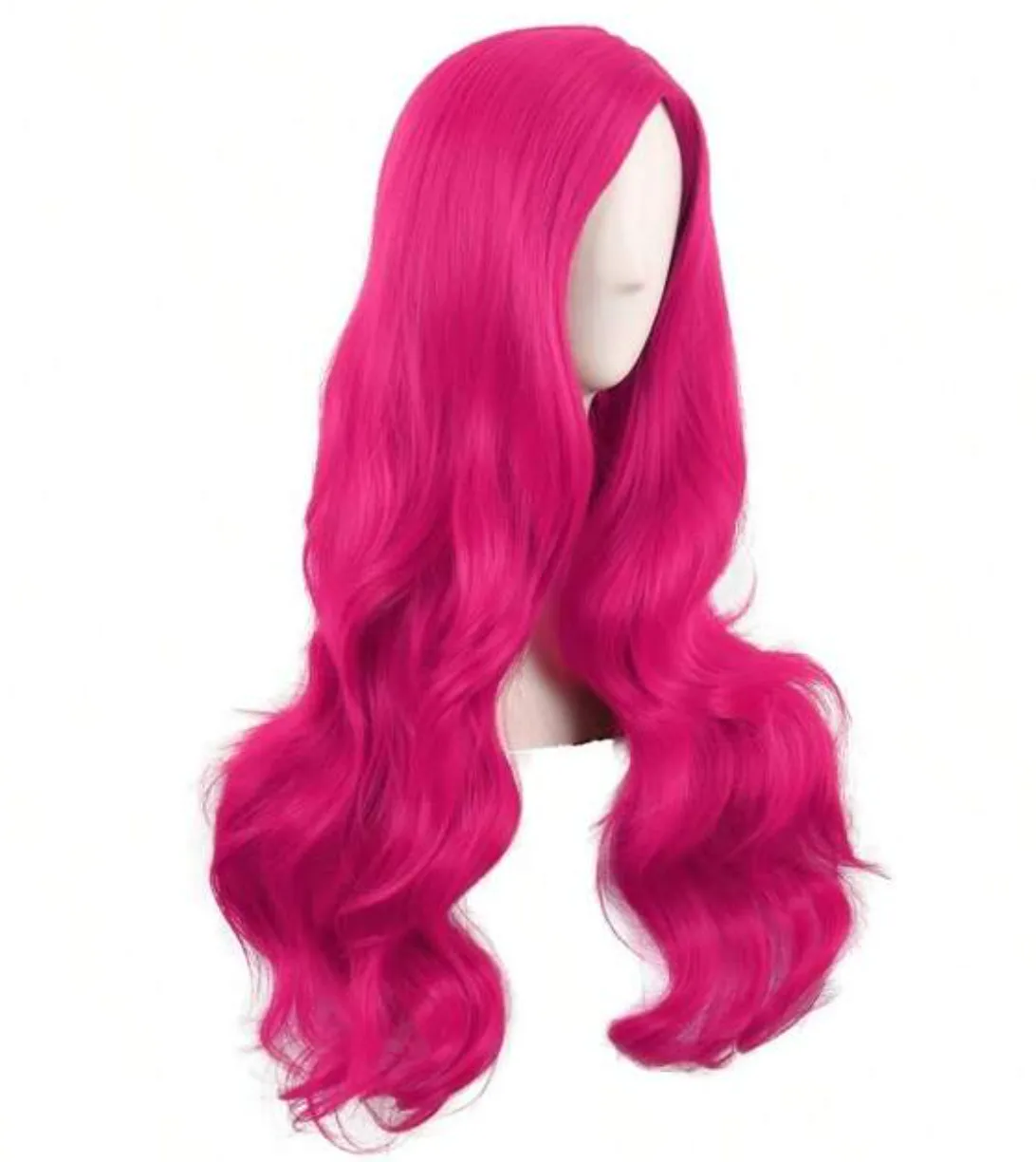 70 Cm Cosplay Long Wavy Curly Synthetic Fiber Side Bangs