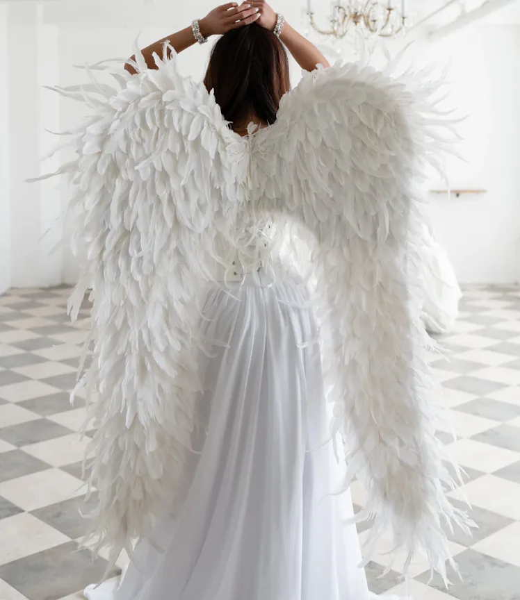 Huge White Angel Wings