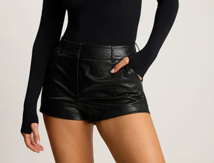 Faux Leather Tailored Mini Short