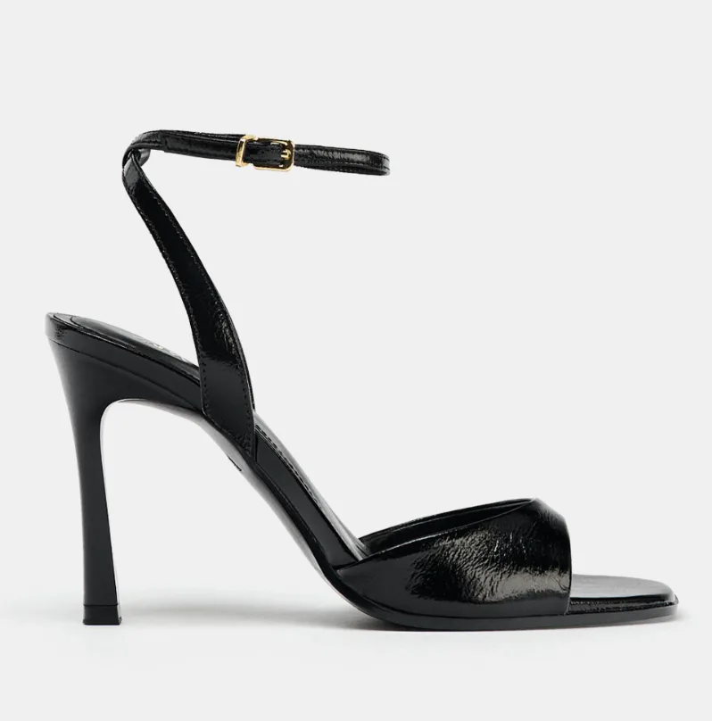 Patent Effect Heeled Sandals 