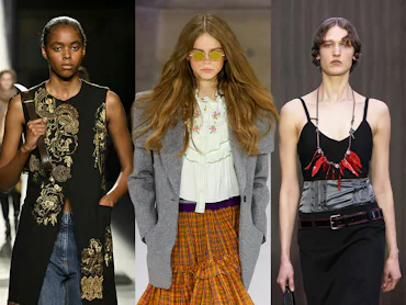 A collage of runway looks featuring boot trends