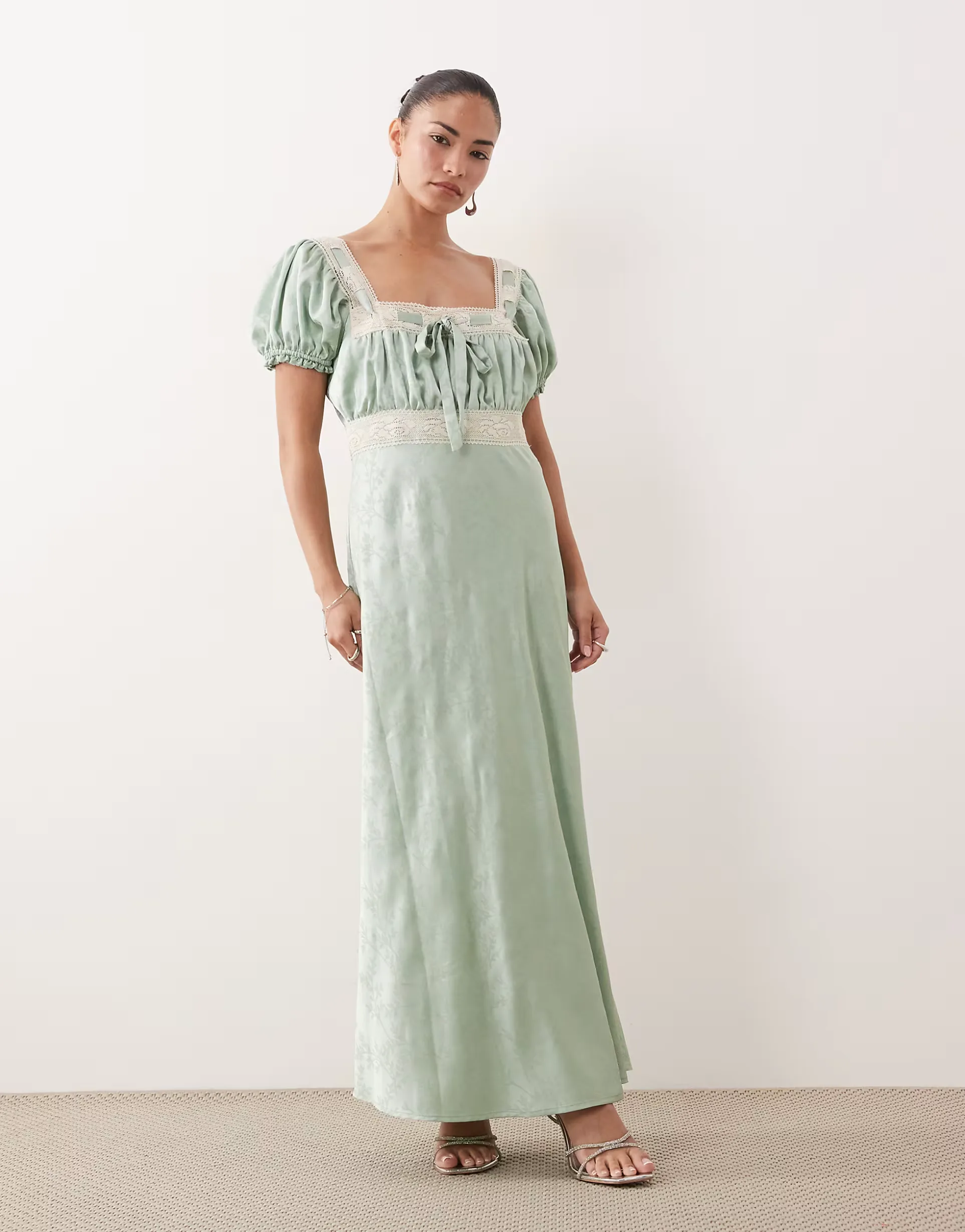 Petite Satin Square Neck Maxi Dress