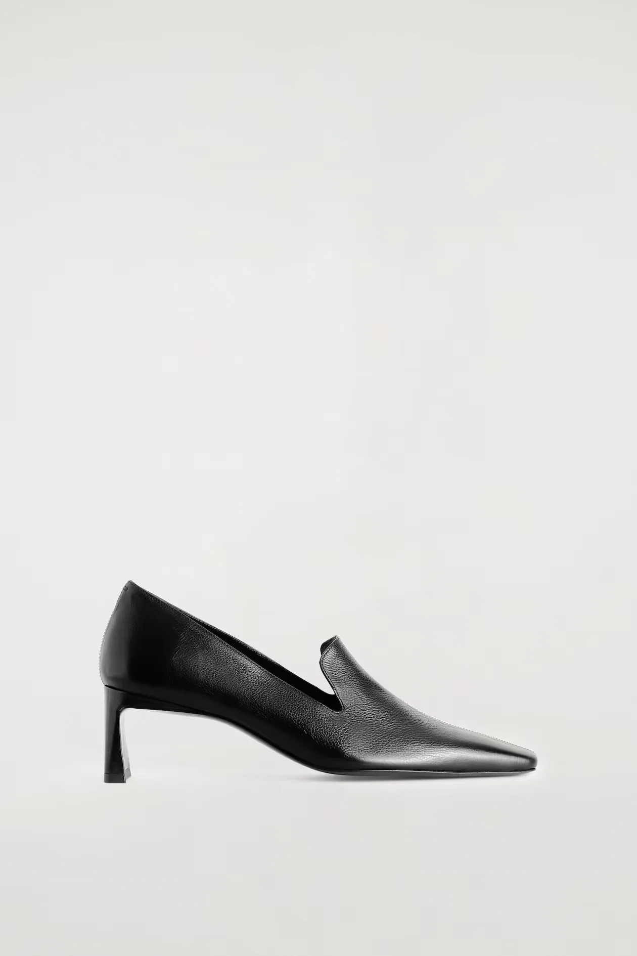 Angular Leather Heeled Loafers