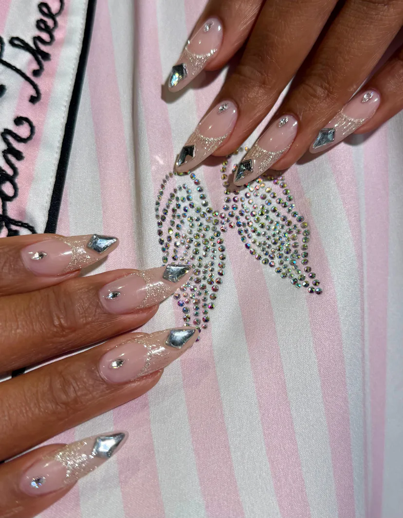 Close up of Megan Thee Stallion's manicure at the VS fashion show 2026